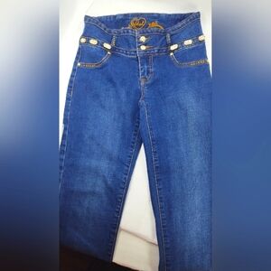 L.A. Idol USA Jeans Rhinestone Stretch Dark Blue Denim Skinny Jeans